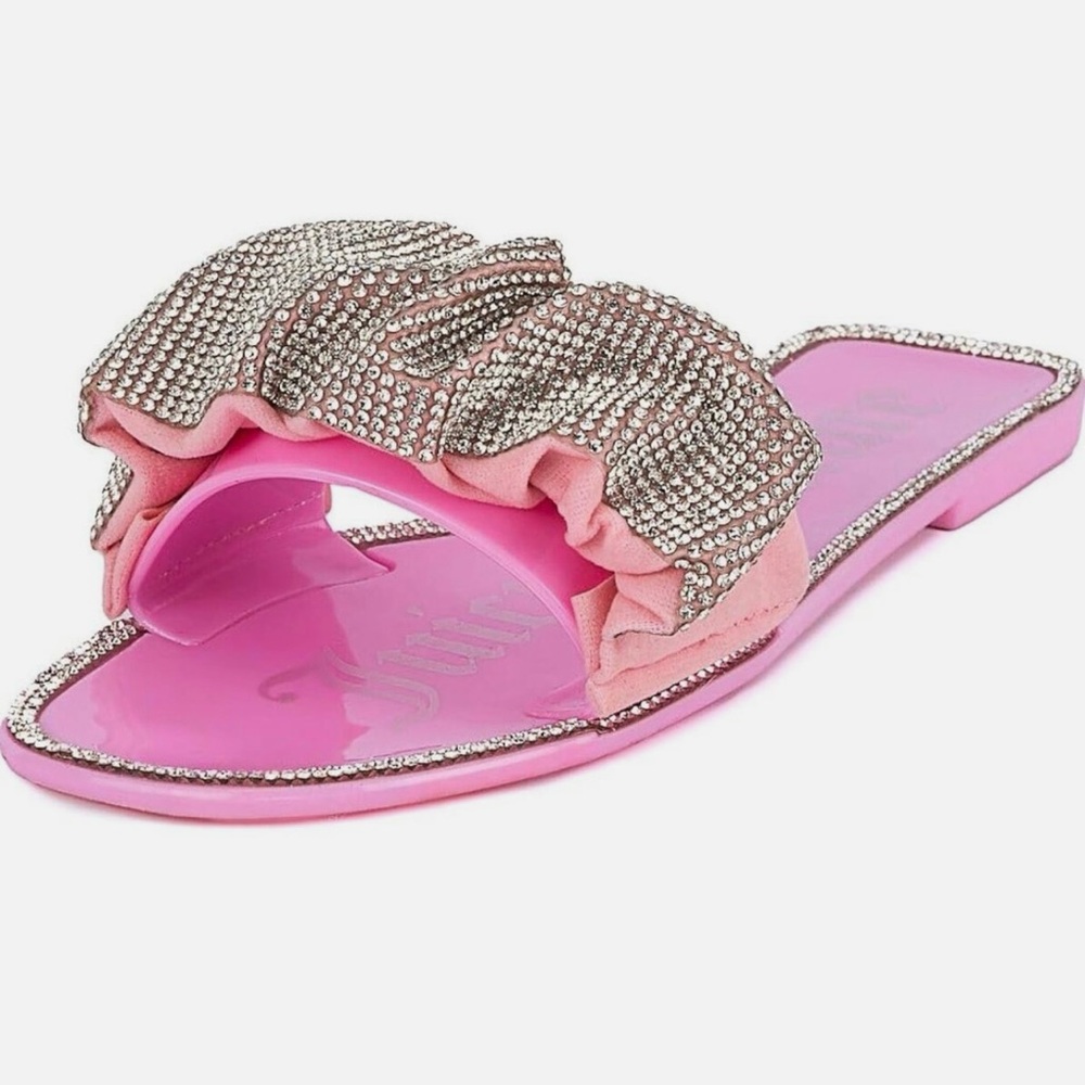 🆕 Juicy Couture Hollyn Pink Slide Rhinestone Sandals